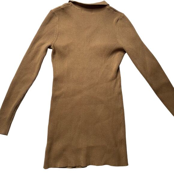 Anthropologie Maeve Ribbed Button Up Collared Cardigan Sweater Brown Sz Small - Picture 2 of 5